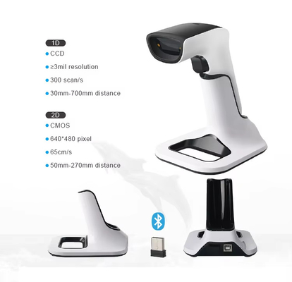 2200mAh 2D Bluetooth QR Code Reader und drahtloser 2.4G Bild Barcode Scanner DS6510B-M9 mit Ladestand